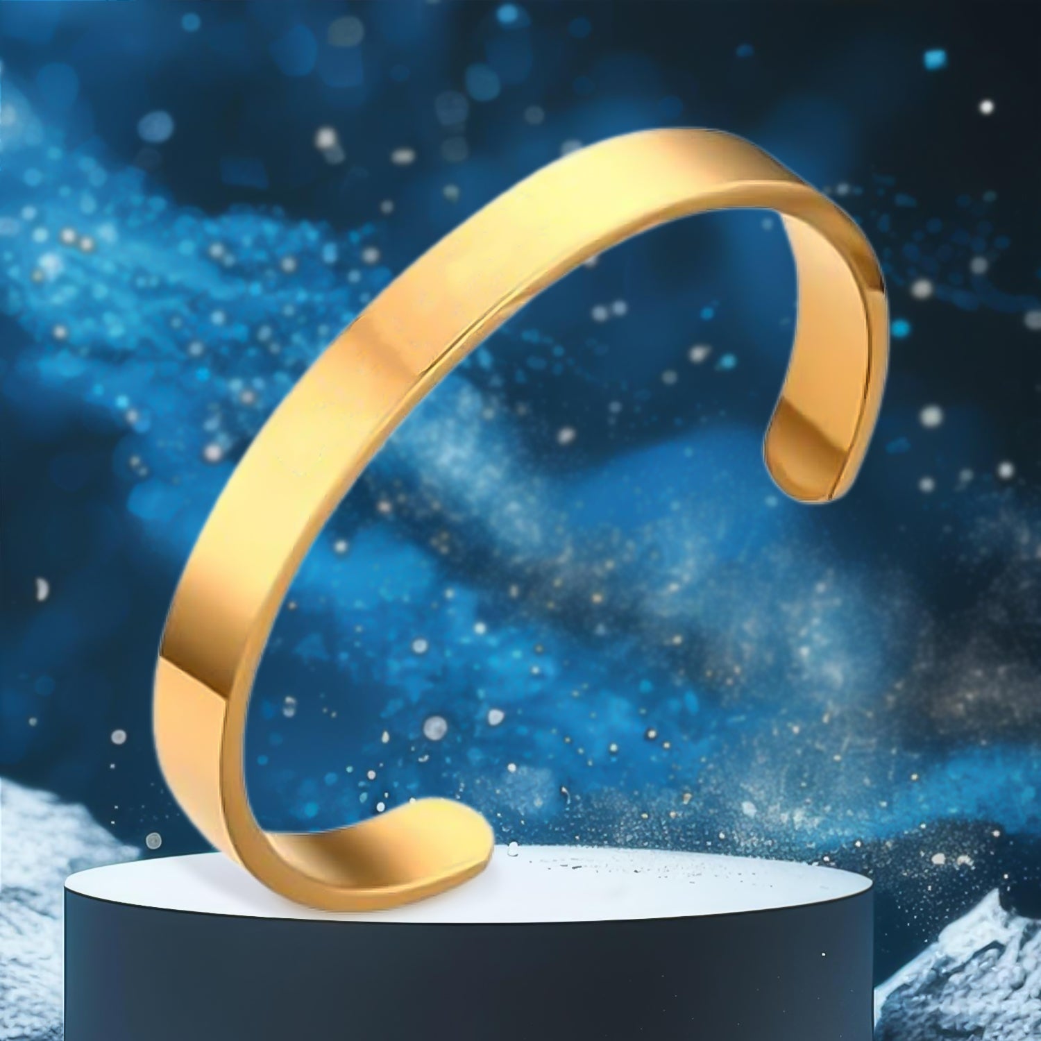 Elegant Gold Finish Open Cuff Bracelet Kada (1 Pc) Elegant Gold Finish Open Cuff Bracelet Kada (1 Pc)